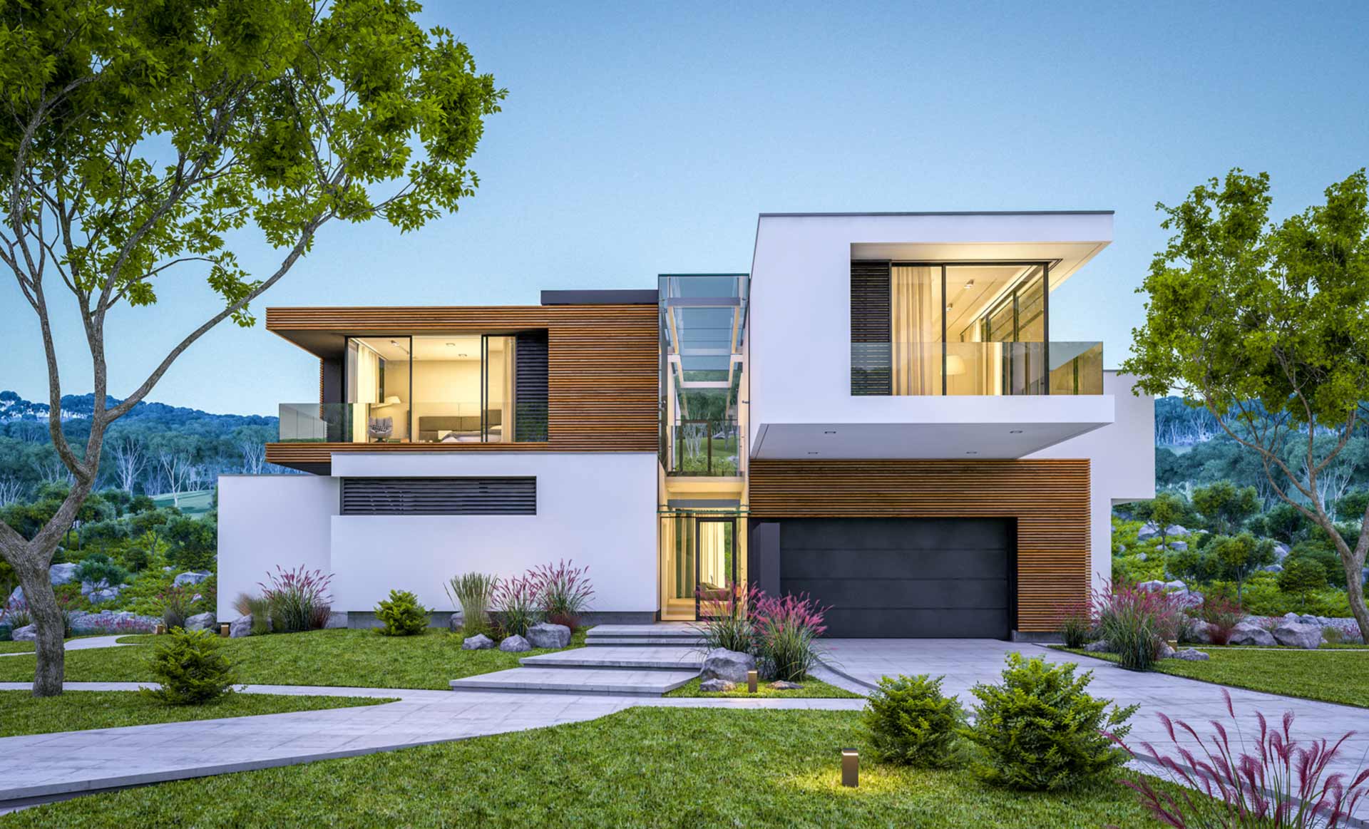moderne Fassadenverkleidung aus Holz - die Rhombusfassade modernes Huas mit teilweise Fassadenverkleidung Holz